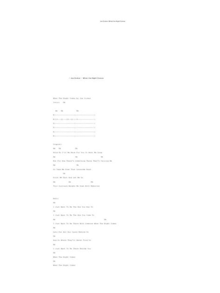 Joe Cocker’s
When The Night Comes Lyrics